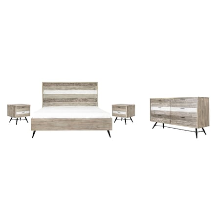 Armen Living Bridges 4 Piece King Bedroom Set in Two-Tone Acacia Wood SETBRBDKG4A